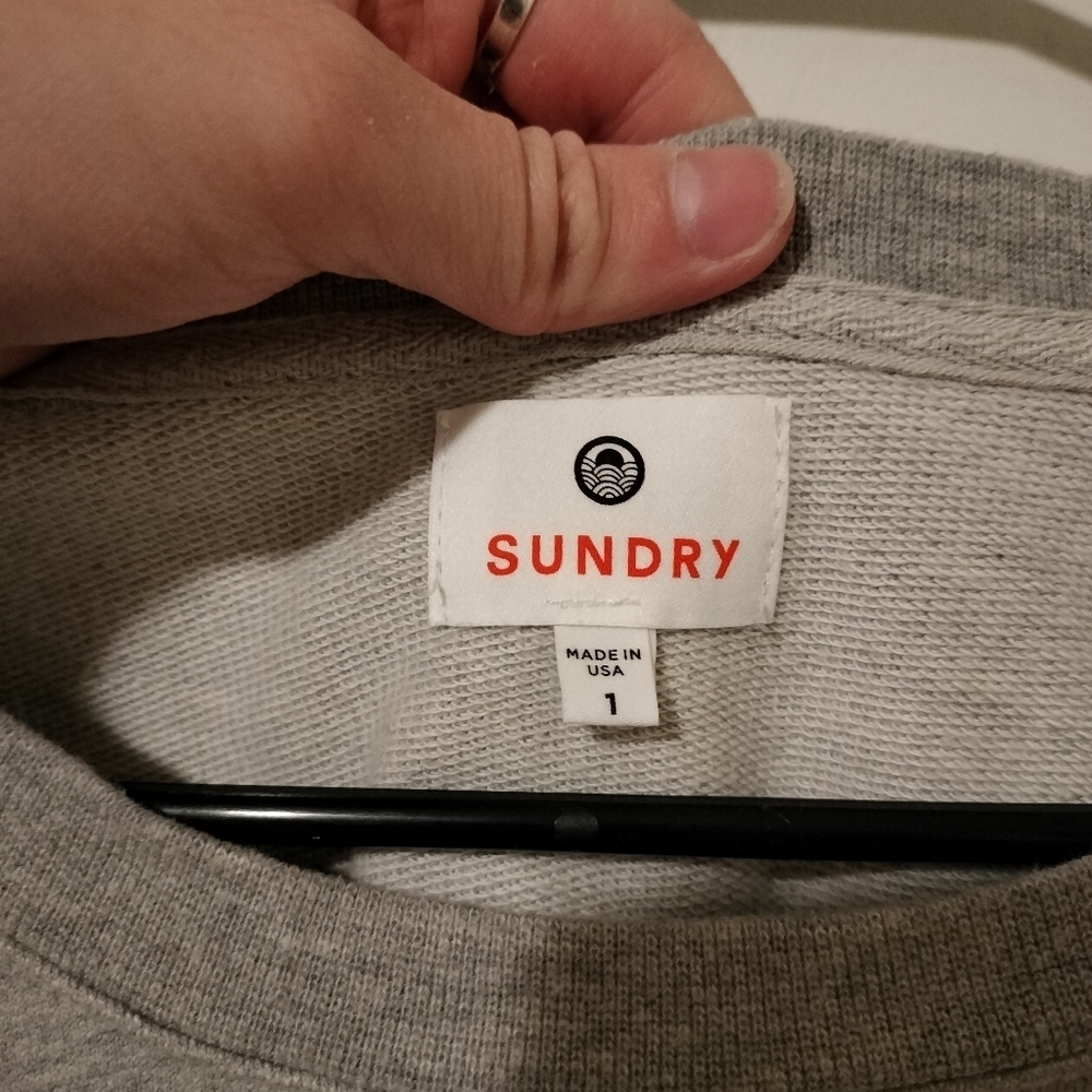Anthropologie SUNDRY Floral Embroidered Gray Sweatshirt - Picture 5 of 10